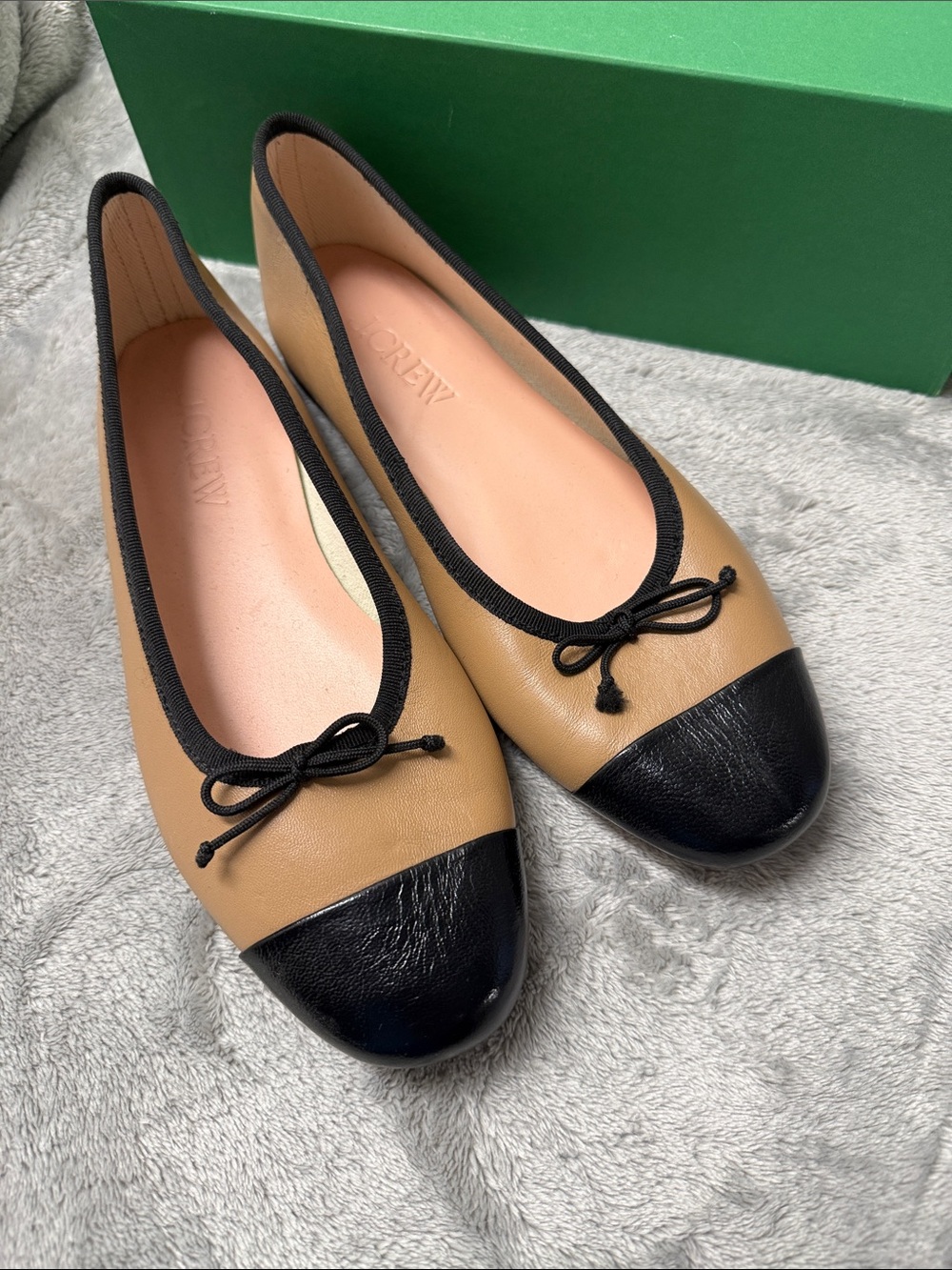 J. Crew Camel Leather Zoe Ballet with Toe Cap 8.5